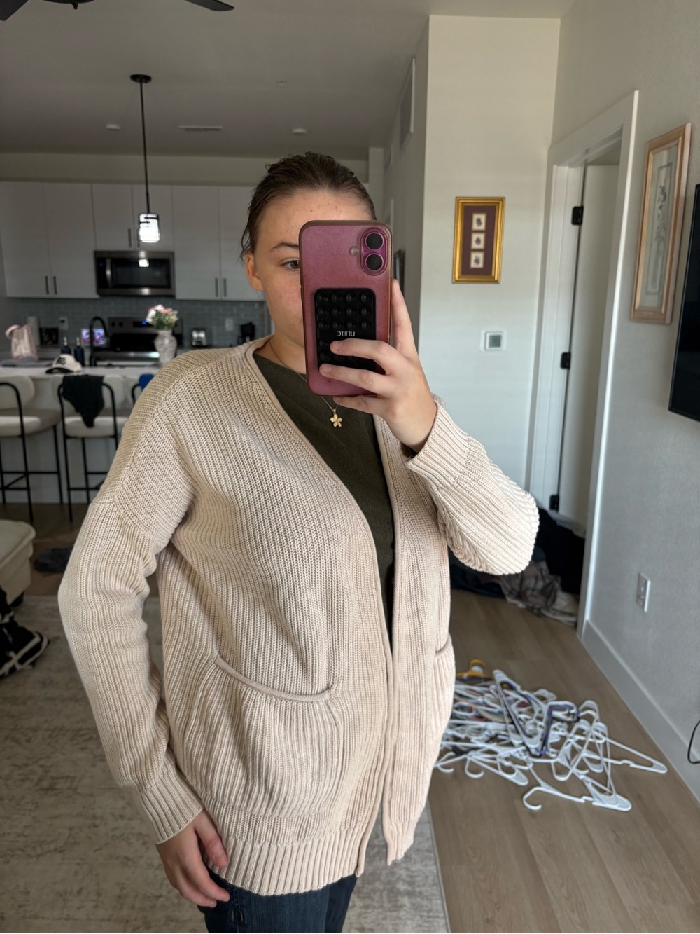 Universal Thread Cream Ribbed Open-Front Cardigan - Picture 4 of 7